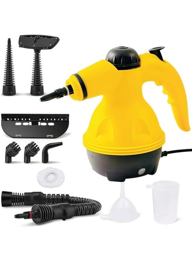 منظف بخاري يدوي 1000 واط مع مجموعة ملحقات، مزيل بقع عالي الضغط لتنظيف المطبخ والحمام والسيارة والنوافذ والمفروشات - Image 1